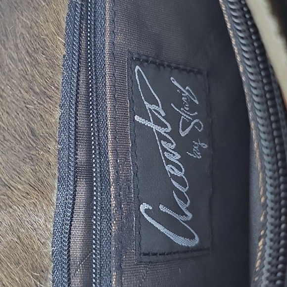 Woven Leather & Suede Brown & Tan Handbag w Braided Handles & Cowhide Accents - Picture 3 of 12